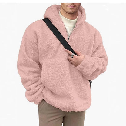 Pull polaire pour hommes, douillet, conception demi-zip