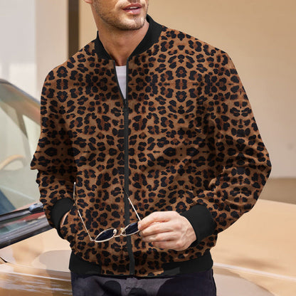 Blouson homme imprimé léopard fermeture éclair élastique
