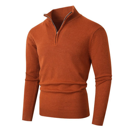 Pull pour homme, moderne, à demi-fermeture éclair, tissu structuré