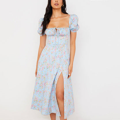 Robe longue d'été pour femme, motif floral élégant