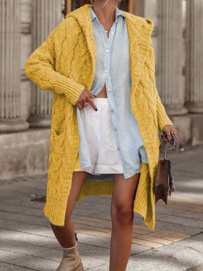 Gilet Femme Capuche Torsadé Tendance