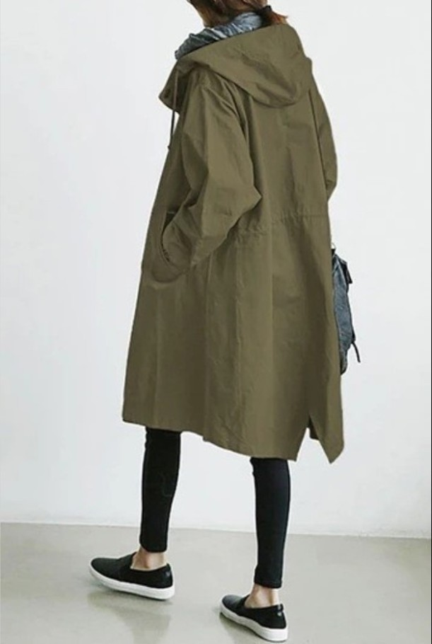 Manteau trench-coat oversize à capuche élégant pour femme