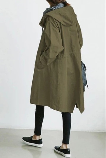 Manteau trench-coat oversize à capuche élégant pour femme