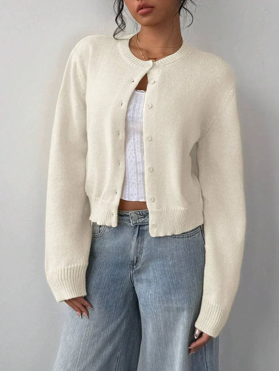 Weiche Strickjacke Damen Pullover Cropped Fit - IdealeKleiden