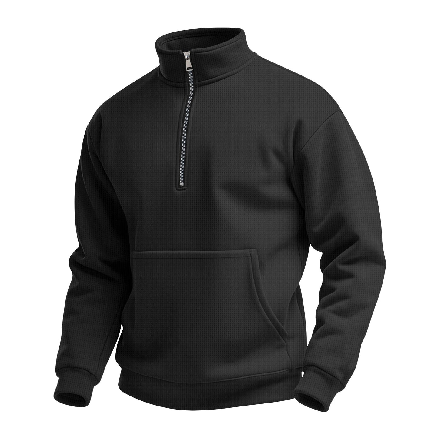 Chandail polaire pour hommes, col montant, poche kangourou, pratique