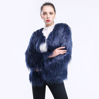 Manteau en fausse fourrure pour femmes Doux Manches longues Élégant
