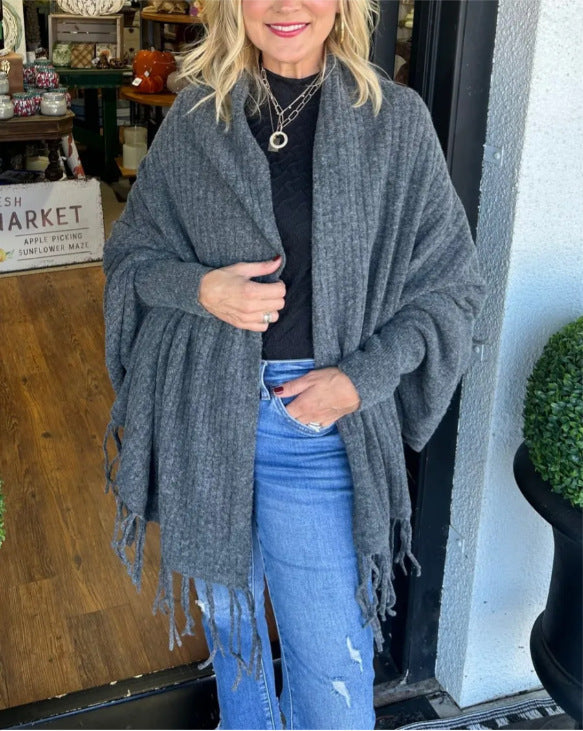 Poncho pour femme élégant avec franges