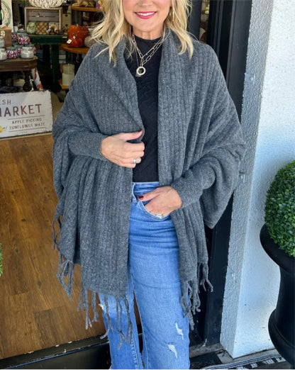 Poncho pour femme élégant avec franges