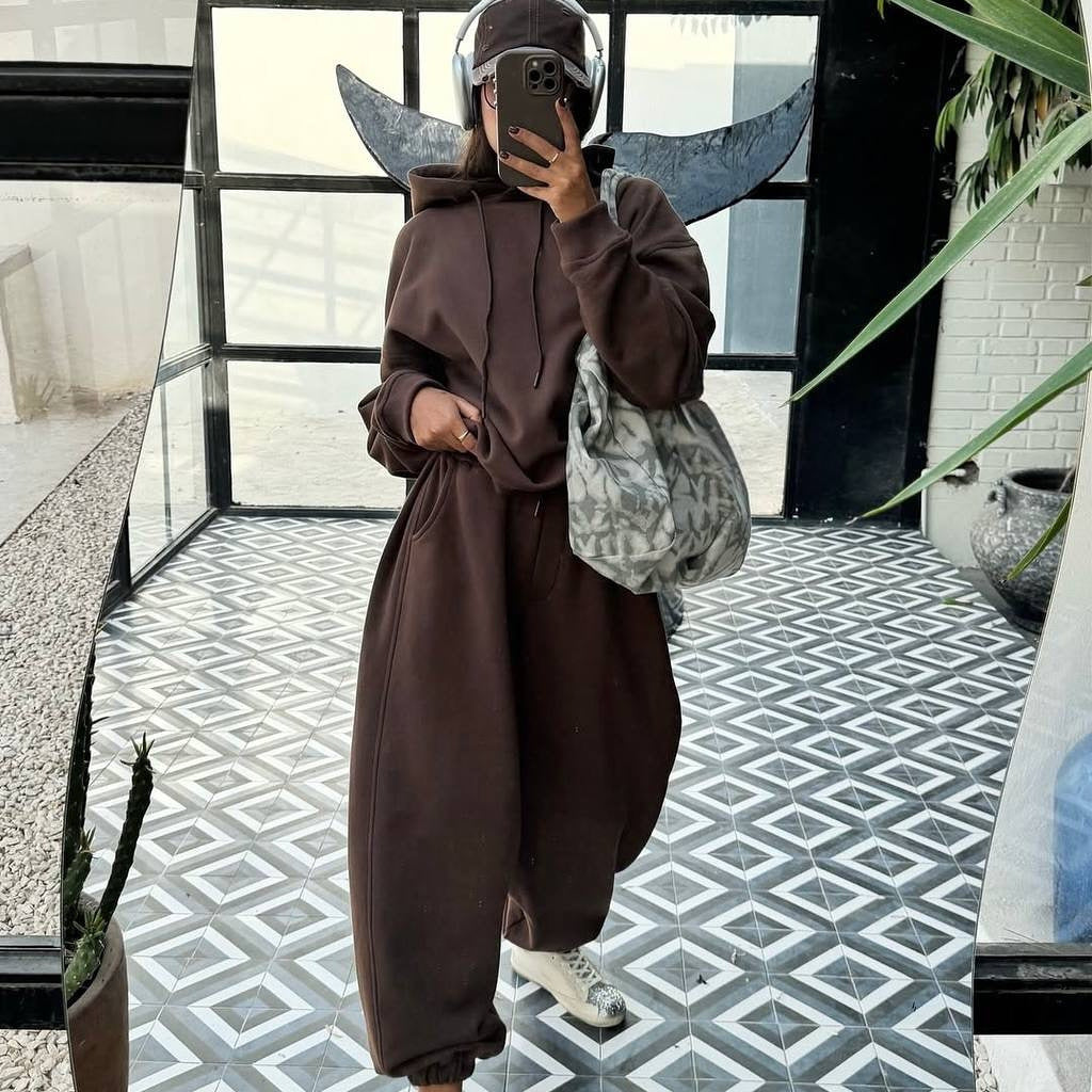 Damen Jogginganzug Bequem Oversized Style - IdealeKleiden