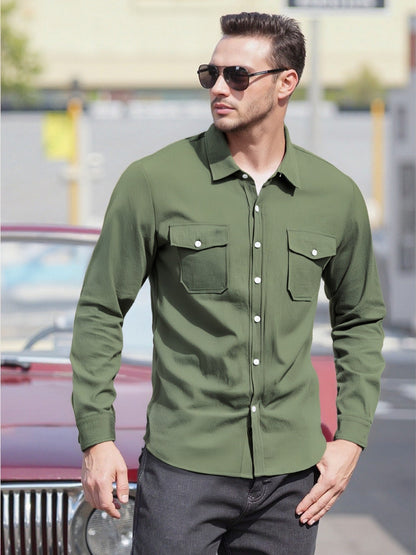 Chemise Homme Manches Longues Coupe Moderne Décontractée