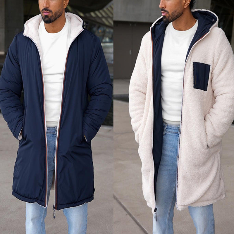 Veste d'hiver homme réversible avec intérieur polaire doux