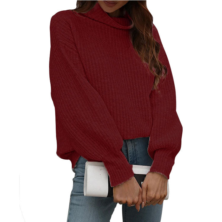 Pull Femme Ample Col Roulé Tendance Oversize