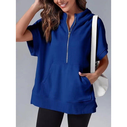 Sweat-shirt à capuche décontracté pour femme avec poches et fermeture éclair