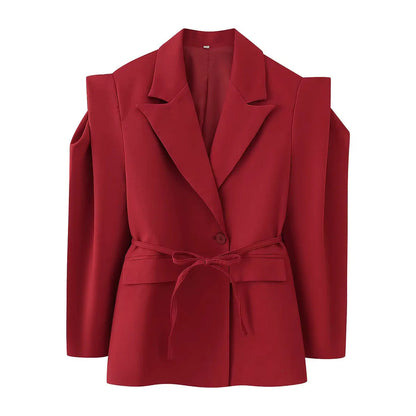 Veste blazer oversize élégante pour femme avec ceinture