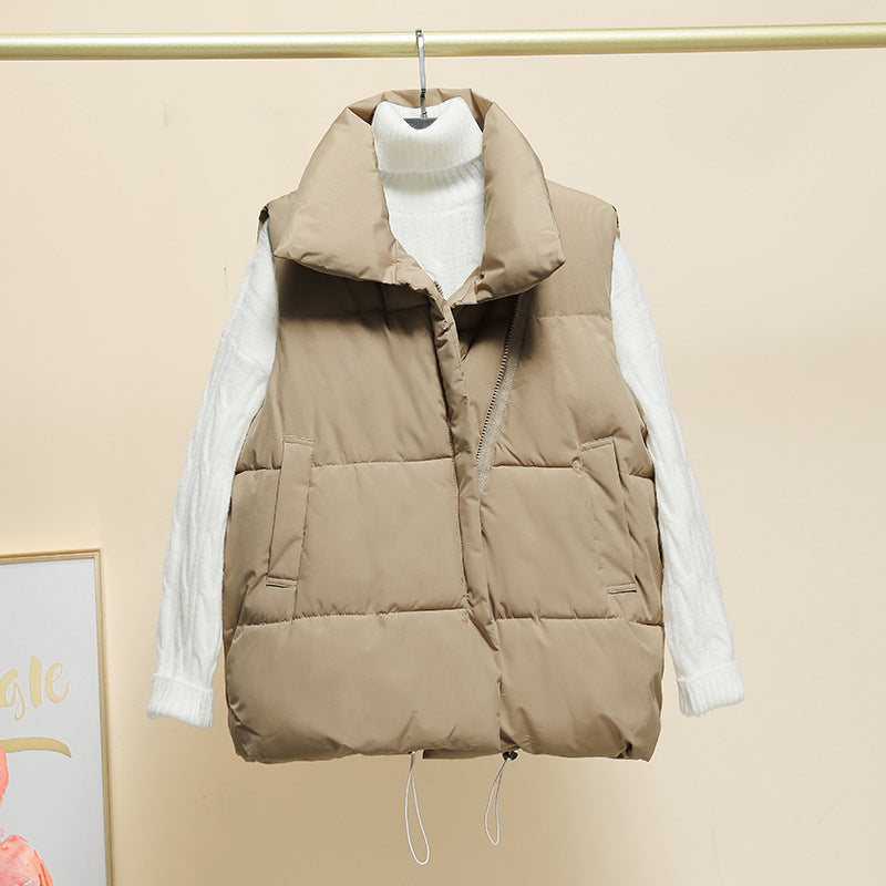 Gilet Femme Élégant Doublé Col Montant