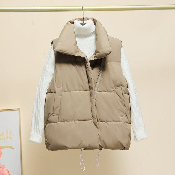 Gilet Femme Élégant Doublé Col Montant