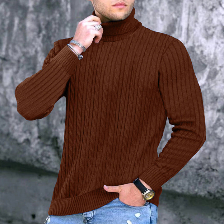 Pull col roulé homme Motif torsadé élégant