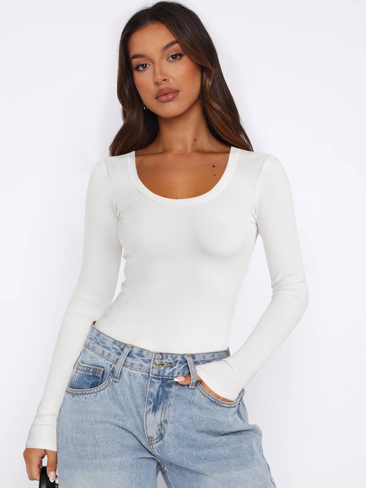 Haut à manches longues élégant pour femme, style moderne
