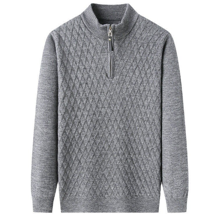 Pull en tricot losanges moderne zippé pour homme