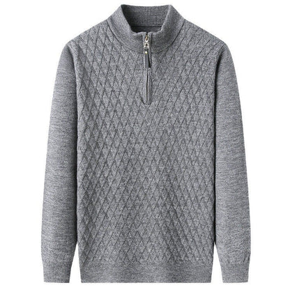 Pull en tricot losanges moderne zippé pour homme