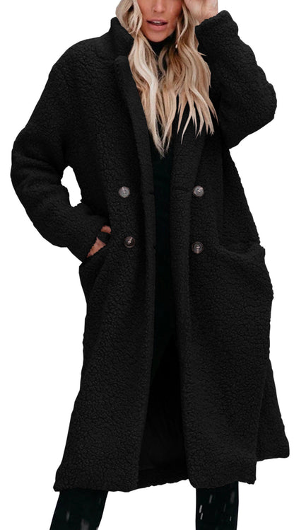 Manteau femme style teddy boutons look élégant
