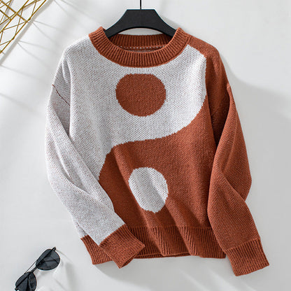 Pull tendance pour femme motif Yin et Yang