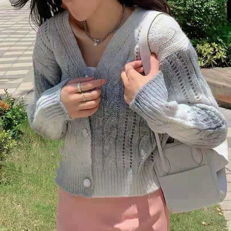 Strickjacke Bequem Oversized Ärmel Zopf Muster - IdealeKleiden