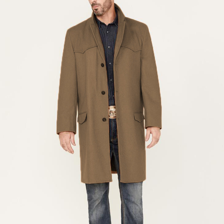 Manteau long classique élégant style western pour homme