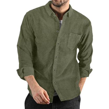 Chemise en velours côtelé pour homme Design élégant avec poche poitrine