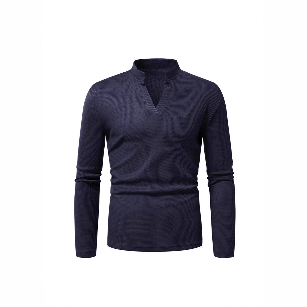 T-shirt à manches longues pour homme, col montant moderne, texturé