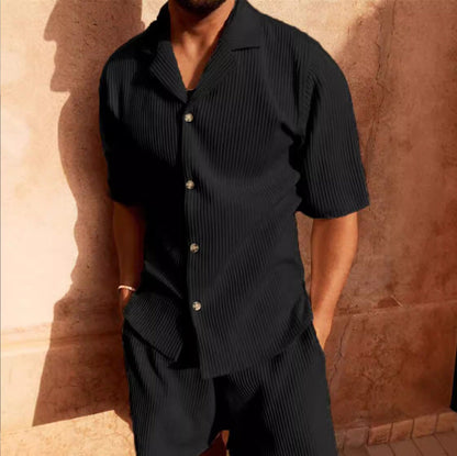 Ensemble homme manches courtes respirant moderne patte de boutonnage