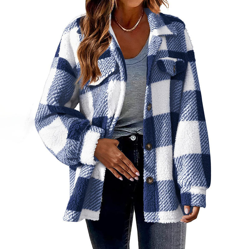 Manteau à carreaux élégant pour femme Hiver