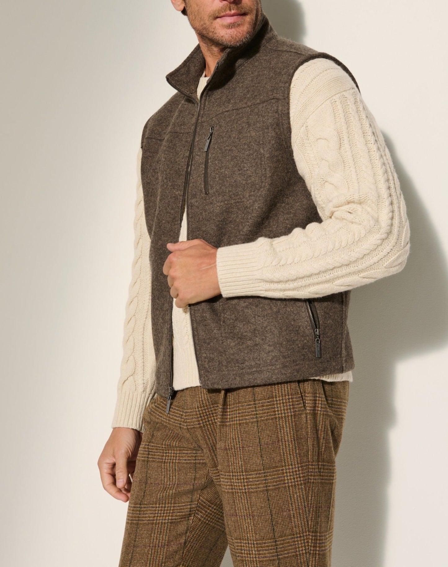Gilet en laine vierge pour homme Chaud Élégant Fermeture boutonnée