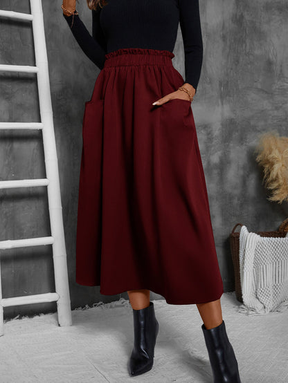 Jupe midi légère pour femme avec poches