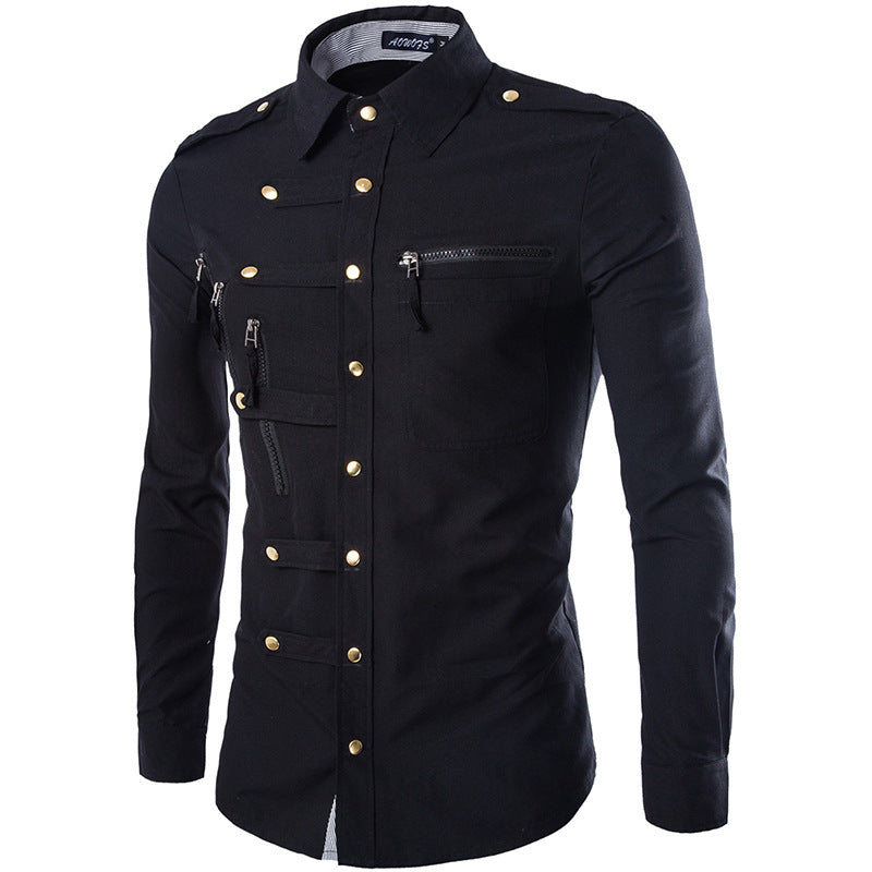 Chemise homme moderne avec poches multiples Qualité supérieure