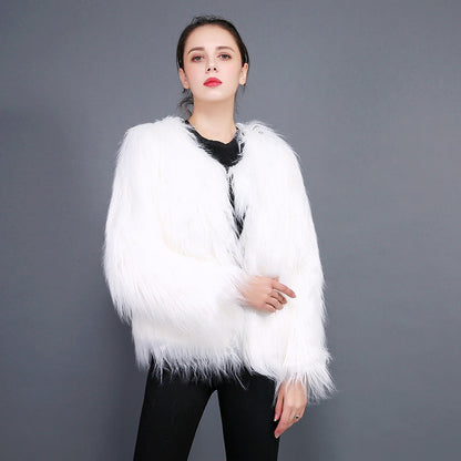 Manteau en fausse fourrure pour femmes Doux Manches longues Élégant