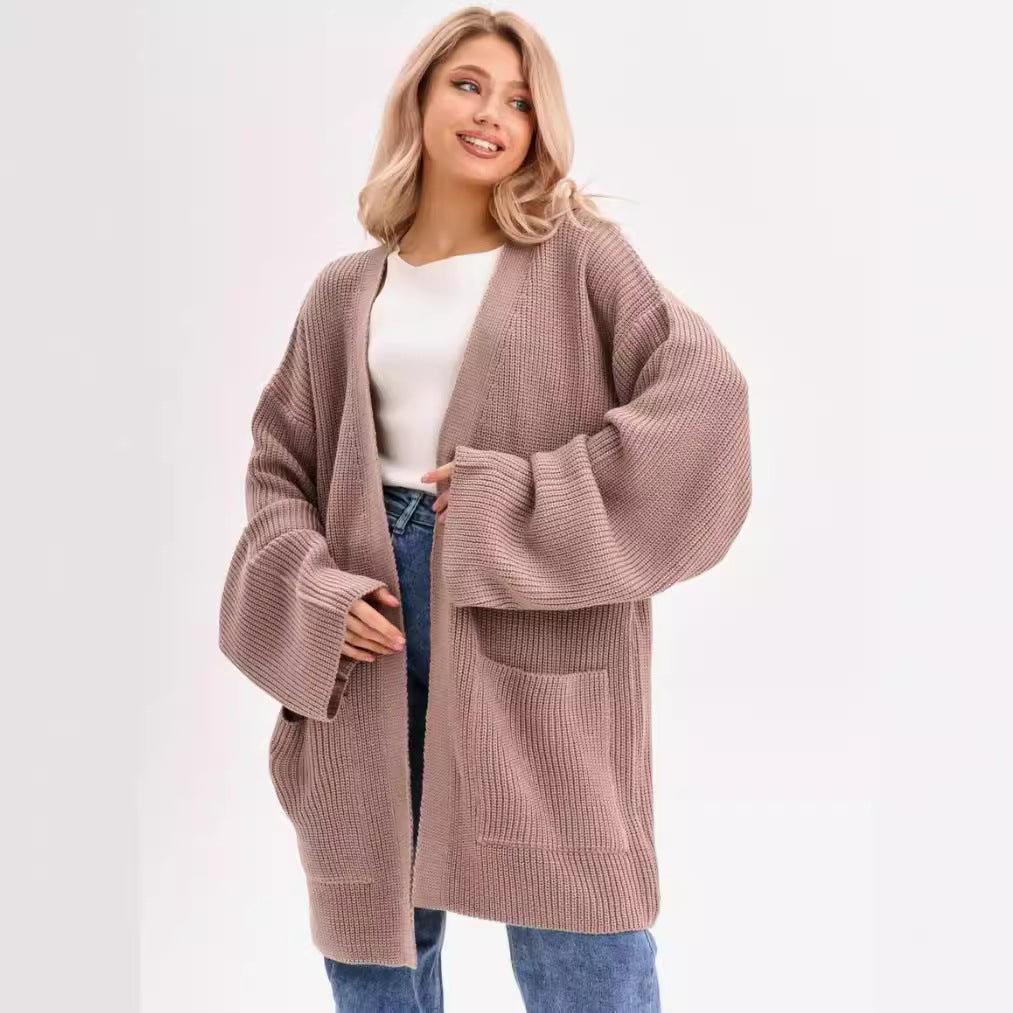 Gilet grande taille en maille mélangée ouvert sur le devant