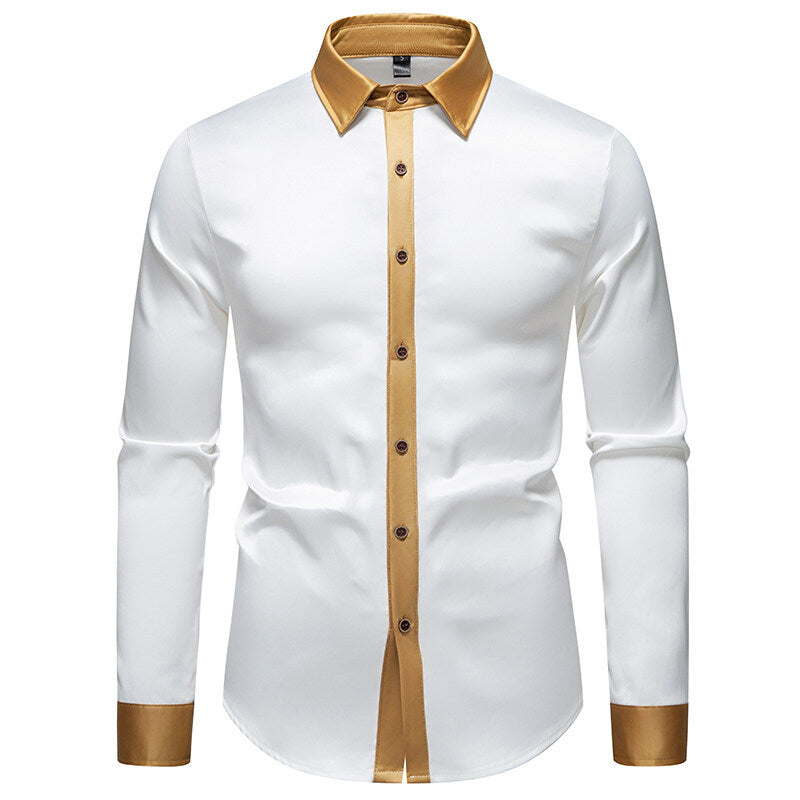 Chemise homme élégante manches longues effet satin