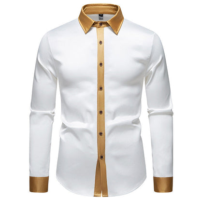 Chemise homme élégante manches longues effet satin