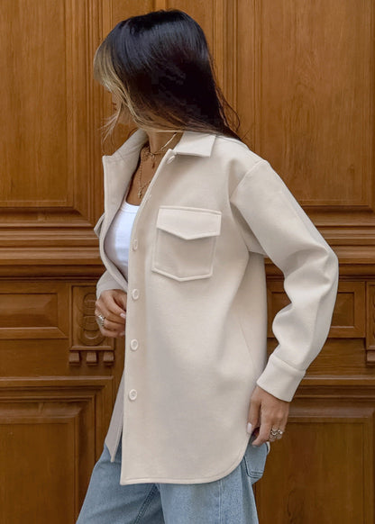 Warme Overshirt aus Wolle Mischung - IdealeKleiden