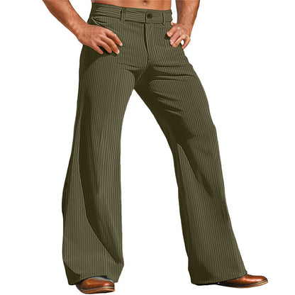 Pantalon vintage homme Coupe évasée Rayures Pantalon élégant