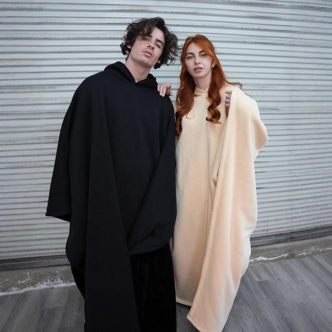 Damen Kuschel Poncho Weich Fleece Überwurf - IdealeKleiden