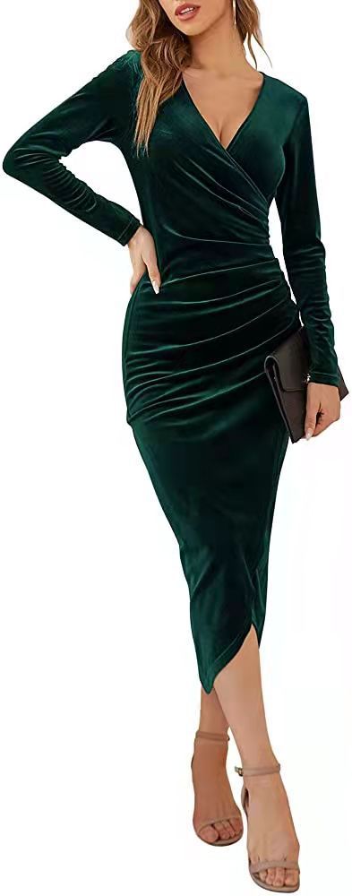 Robe cache-cœur femme élégante col en V sculptante