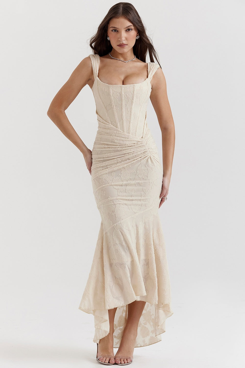 Robe de soirée en dentelle asymétrique élégante pour femme