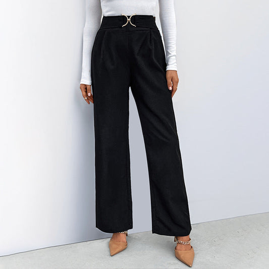 Damenhose High-Waist Elegant Gürtel Detail - IdealeKleiden