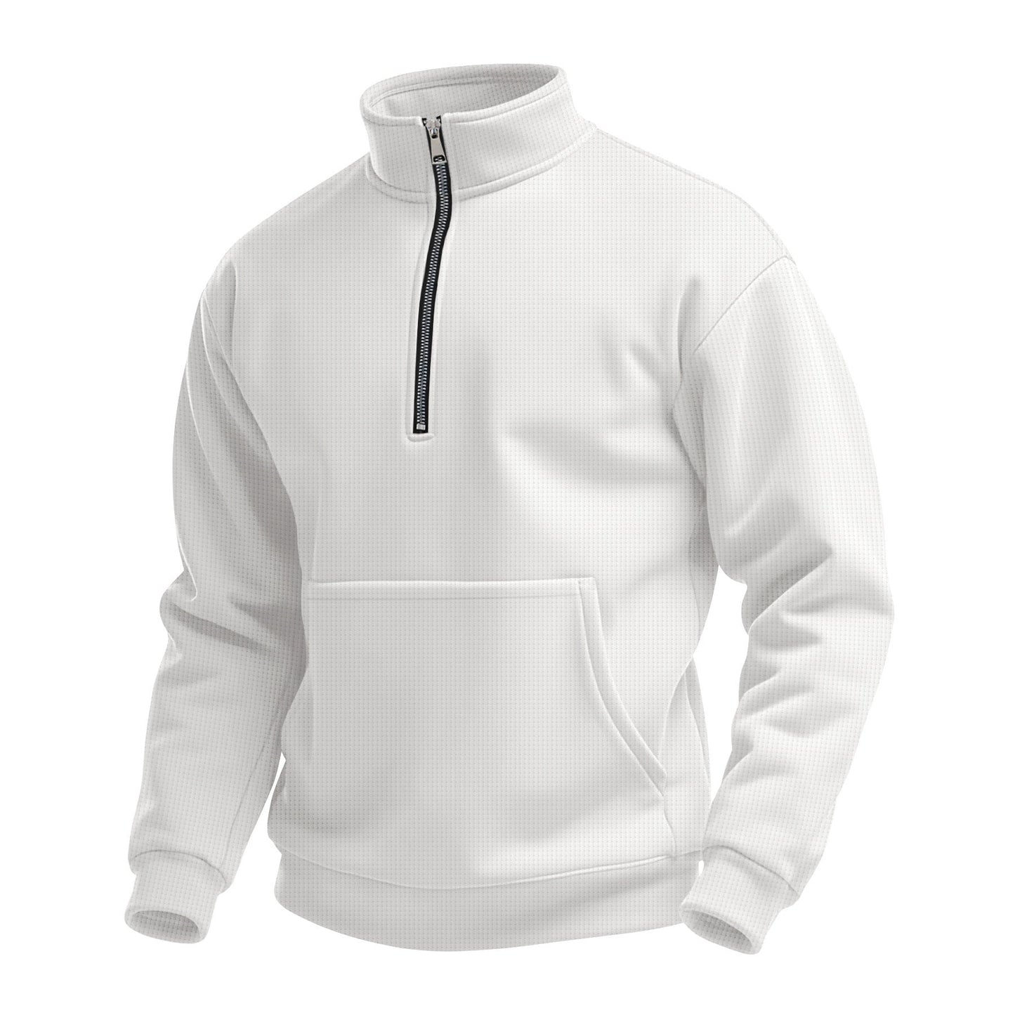 Chandail polaire pour hommes, col montant, poche kangourou, pratique
