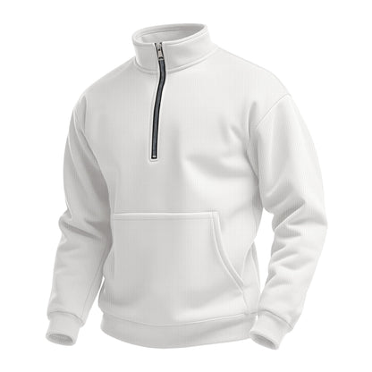 Chandail polaire pour hommes, col montant, poche kangourou, pratique