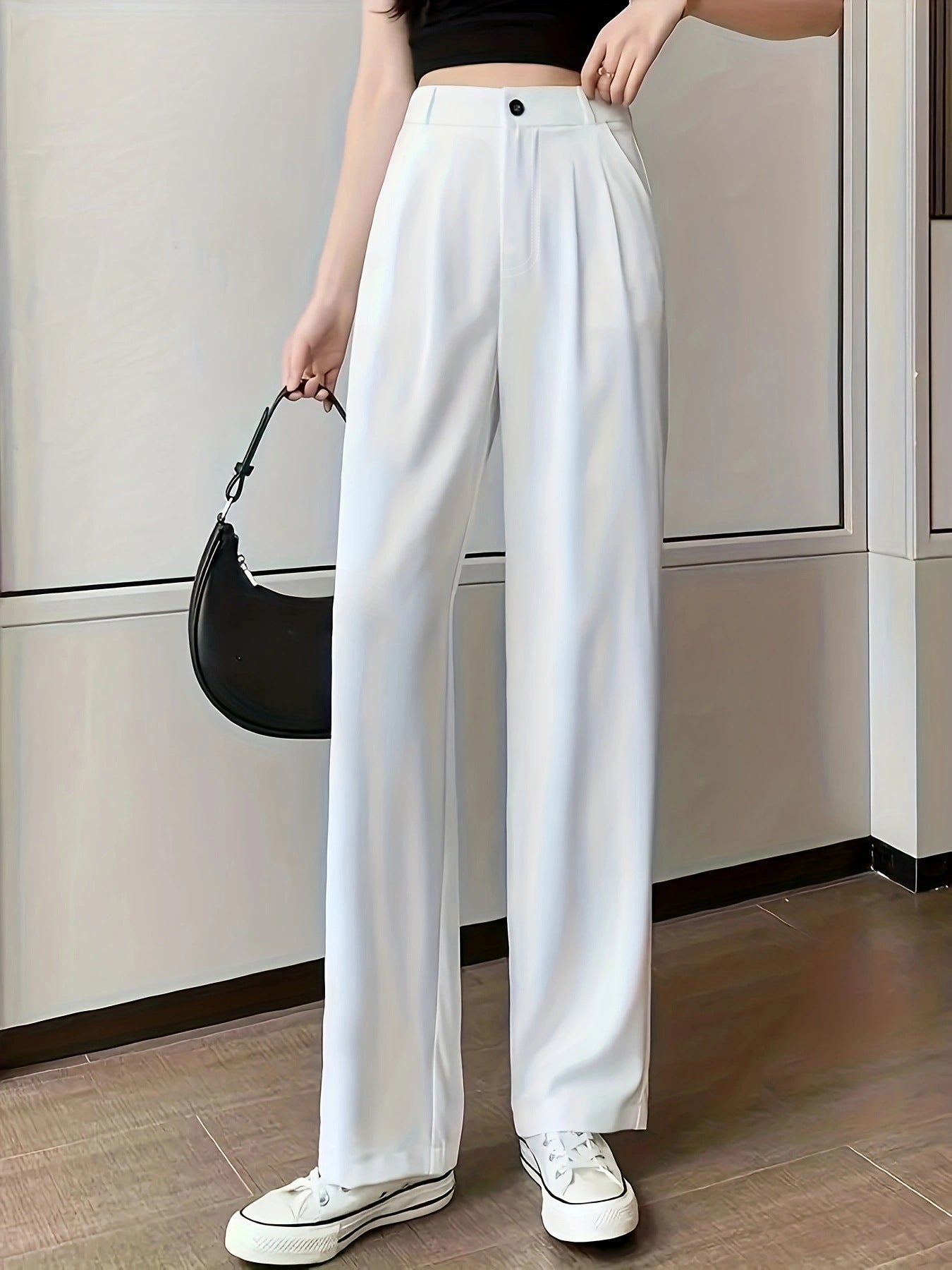 Pantalon femme taille haute Confortable Élégant