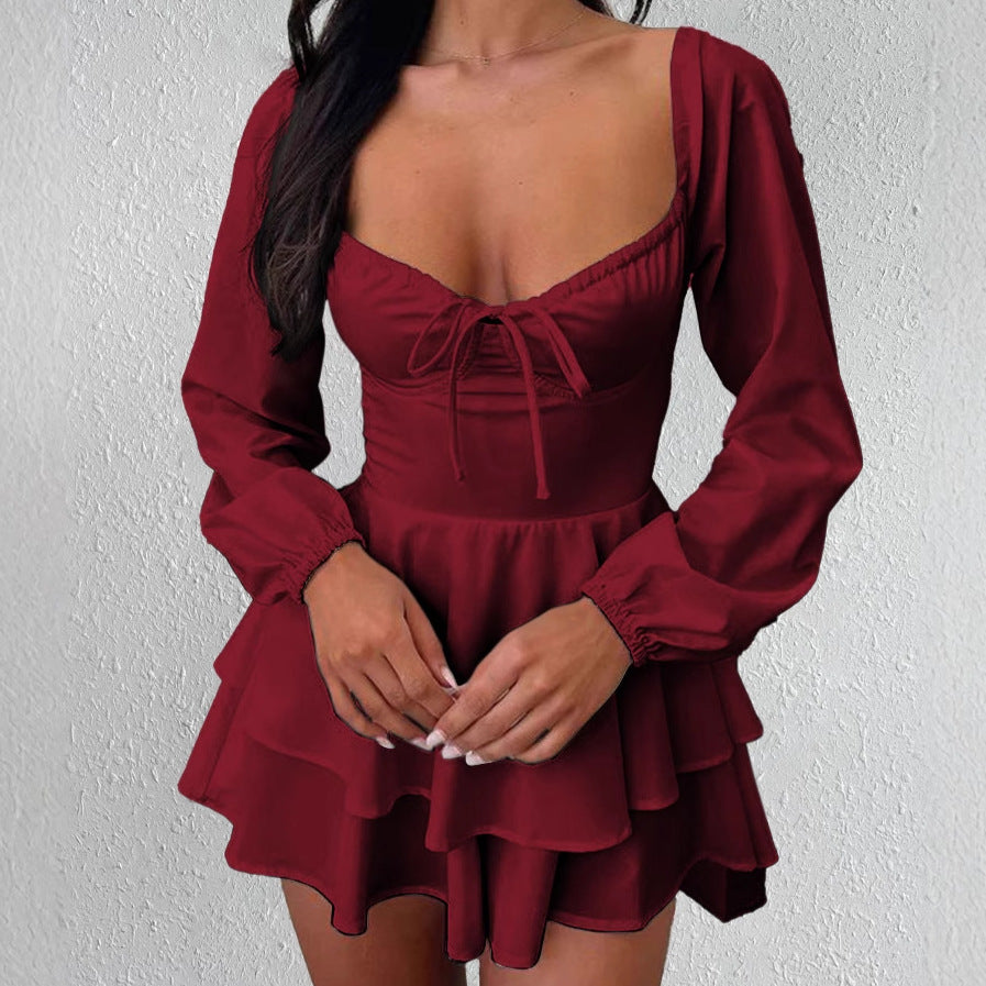 Robe courte femme décolleté à volants robe d'été chic