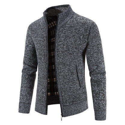 Cardigan homme col montant aspect piqué